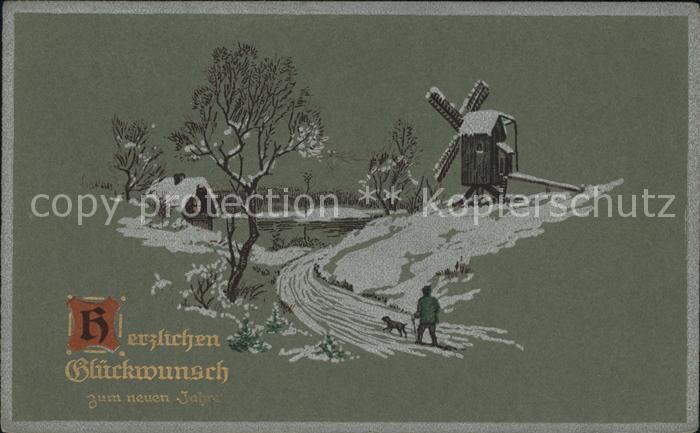 Windmuehle Glueckwunsch Neujahr