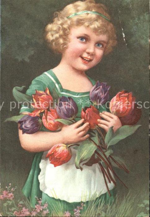 Kinder Child Enfants Mädchen Tulpen