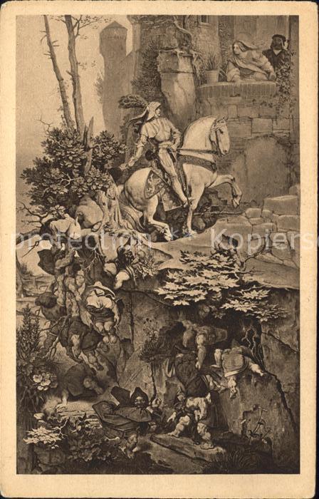 Verlag Ackermann Kuenstlerpostkarte Nr. 2276 M. von Schwind Der Falkensteiner R