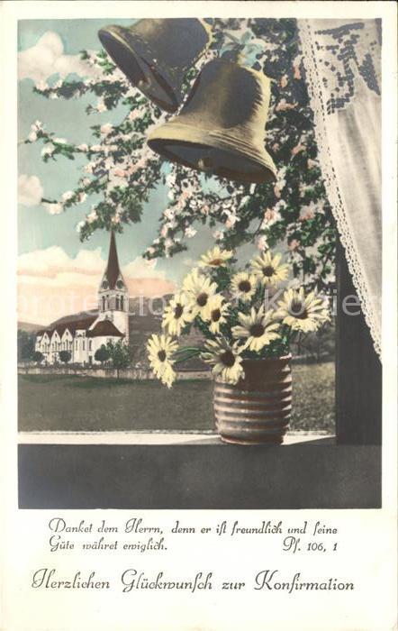Kirchenglocke Churchbell Cloche Eglise Konfirmation Glückwunsch Margeriten Psa