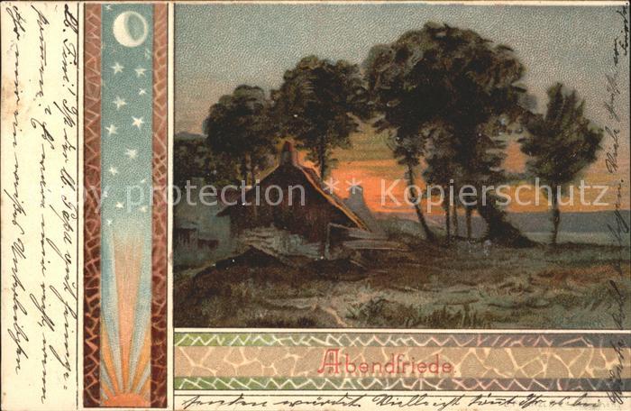Baeume Trees Abendfriede Litho