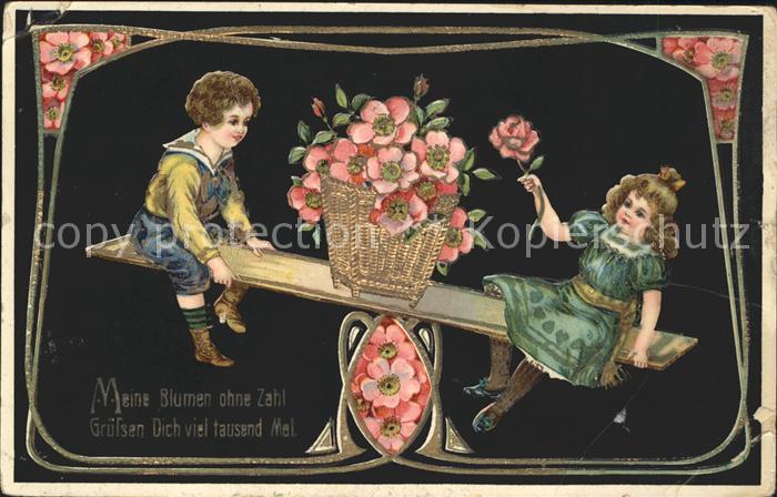 Kinder Child Enfants Wippe Blumen Spruch