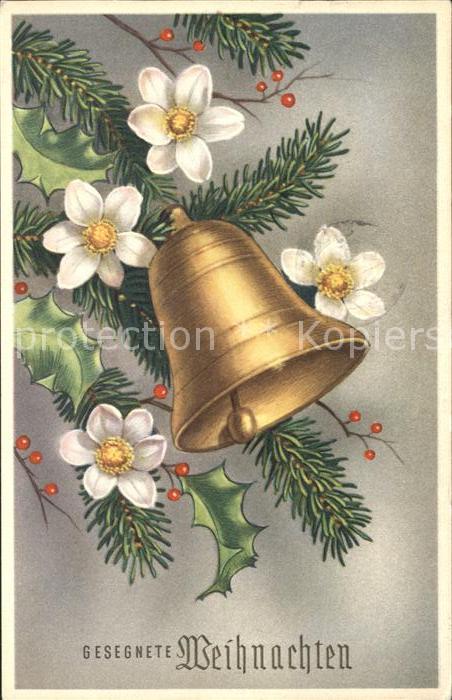 Kirchenglocke Churchbell Cloche Eglise Blumen Stechpalme Weihnachten