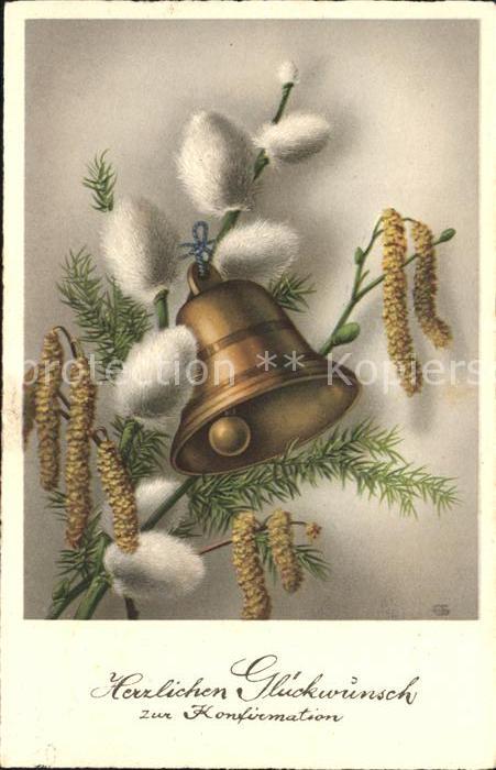 Kirchenglocke Churchbell Cloche Eglise Glückwunsch Konfirmation Weidenkätzchen