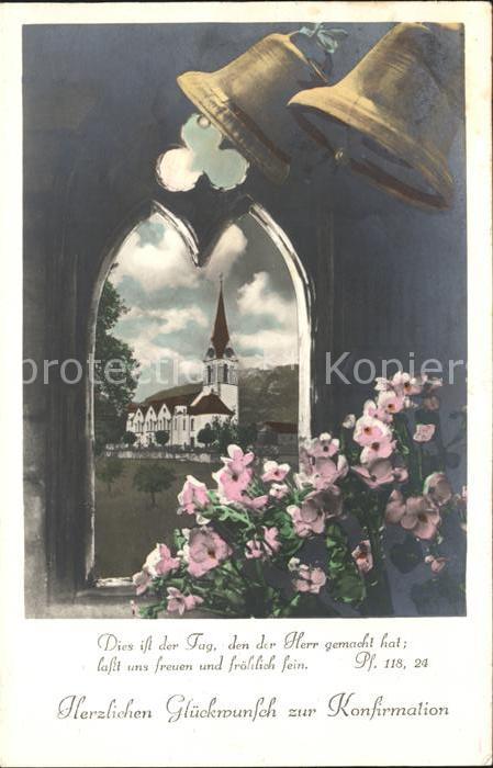 Kirchenglocke Churchbell Cloche Eglise Konfirmation Glückwunsch Blumen