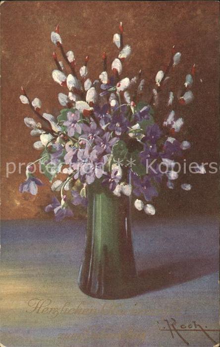 Geburtstag Glückwunsch Veilchen Weidenkätzchen