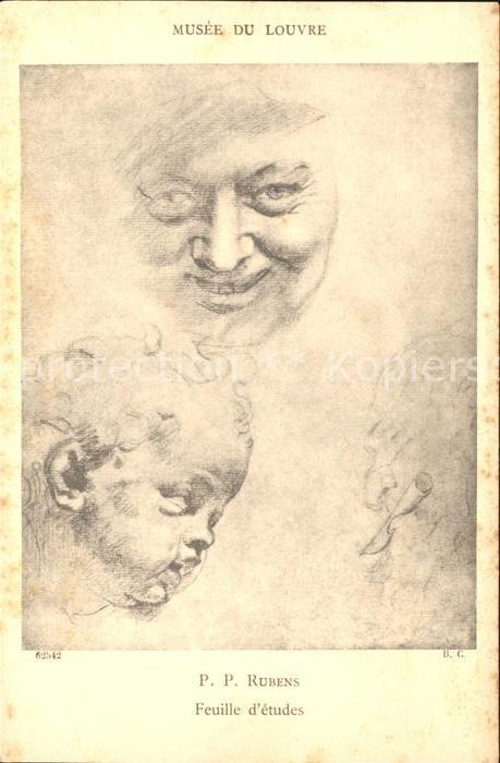 Kuenstlerkarte P. P. Rubens Feuille d_etudes