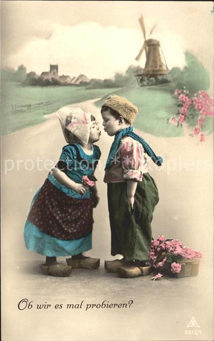 Kinder Hollandtracht Windmühle Blumen Foto-PH-Nr. 5612/1
