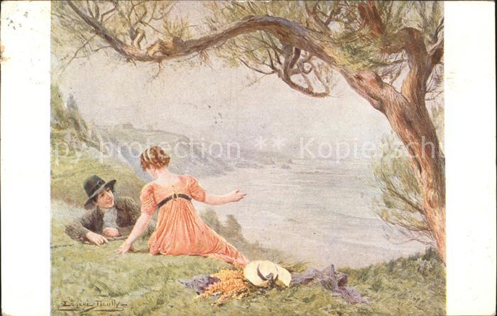 Kuenstlerkarte Eugene Deully Idylle a la cote basque N