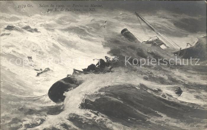 Marine Künstlerkarte E. de Palezieux Perdus Nr