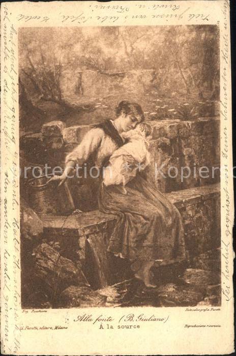 Kuenstlerkarte B. Giuliano Alla Fonte Mutter Baby