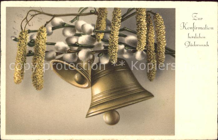 Kirchenglocke Churchbell Cloche Eglise Konfirmation Glueckwunsch Weidenkaetzchen