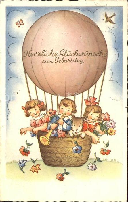 Heissluftballon Glückwunsch Geburtstag Kinder Trompete