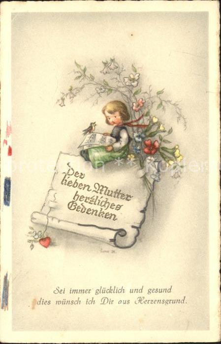 Muttertag Glückwunsch Spruch Kind Blumen Vogel