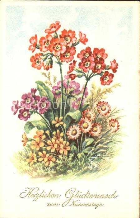 Namenstag Namenskarte Schlüsselblumen Gänseblümchen