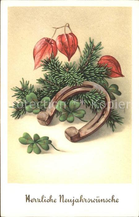 Hufeisen Kleeblätter Neujahr Physalis Lampionblu