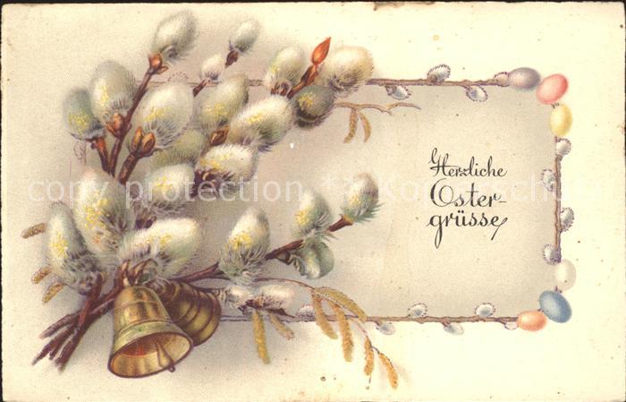 Kirchenglocke Churchbell Cloche Eglise Ostern Weidenkätzchen Ostereier