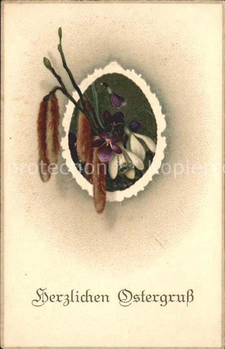 Ostern Easter Paques Weidenkätzchen Veilchen Schneeglöckchen