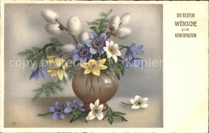 Blumen Weidenkätzchen Anemonen Konfirmation