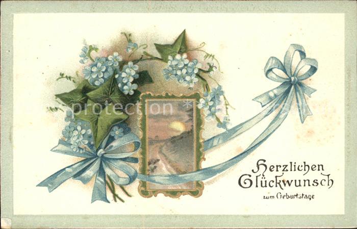 Geburtstag Vergissmeinnicht Litho