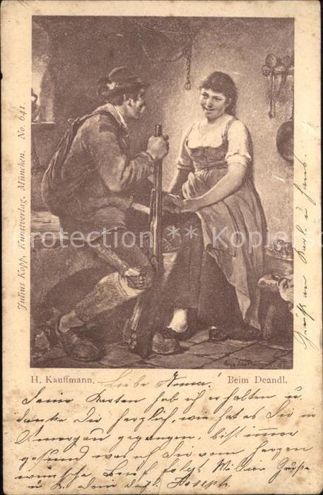 Kuenstlerkarte H. Kauffmann Beim Deandl Nr. 641 Jäger