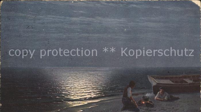 Kuenstlerkarte G. Kalmykoff Fischers Abendbrot