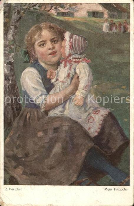 Kuenstlerkarte R. Voelcker Mein Pueppchen Nr. 381 Puppe