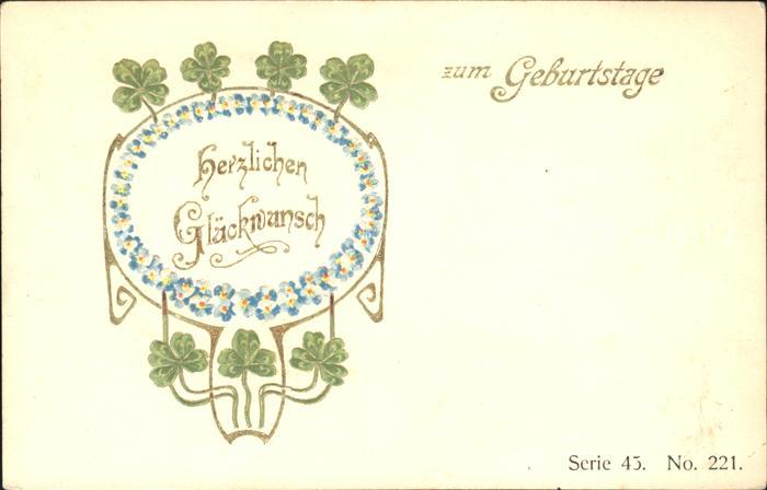 Kleeblatt Cloverleaf Trebol Trefle Blumen Glueckwunsch Geburtstag