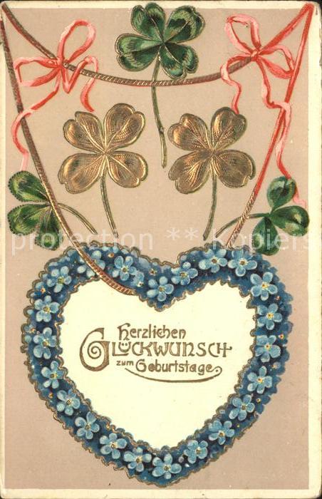 Geburtstag Kleeblaetter Vergissmeinnicht Herz