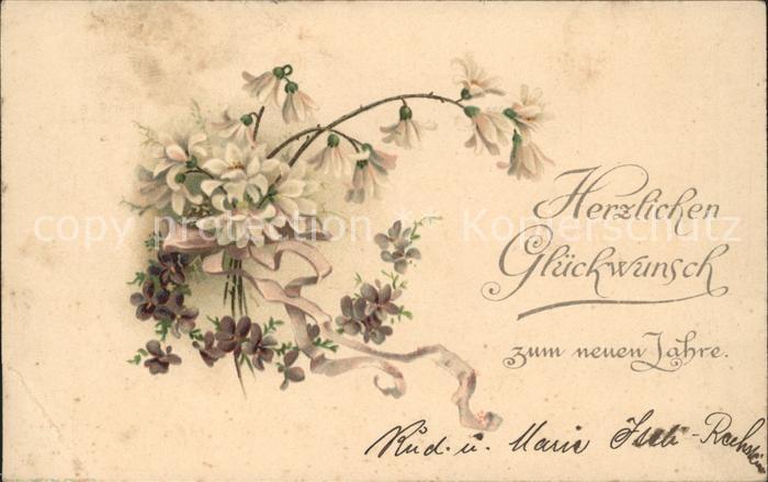 Neujahr Veilchen Litho