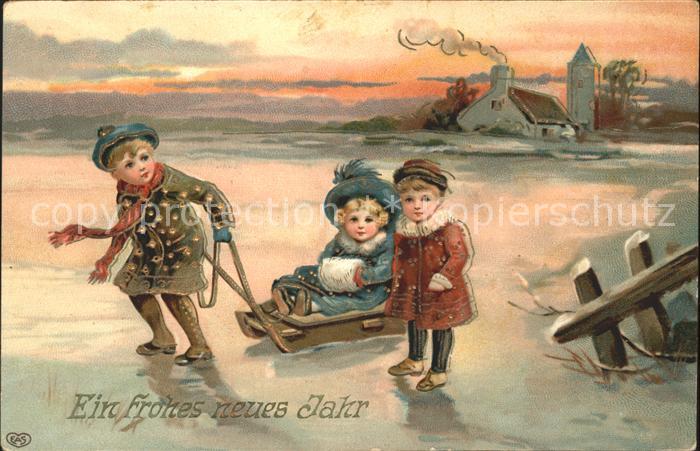 Schlitten Schnee Kinder Muff Neujahr EAS-Verlag