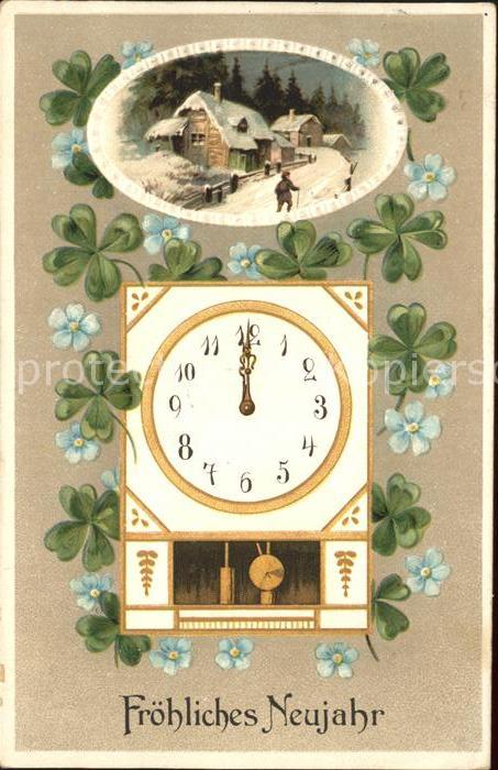 Uhren Kleeblätter Vergissmeinnicht Neujahr