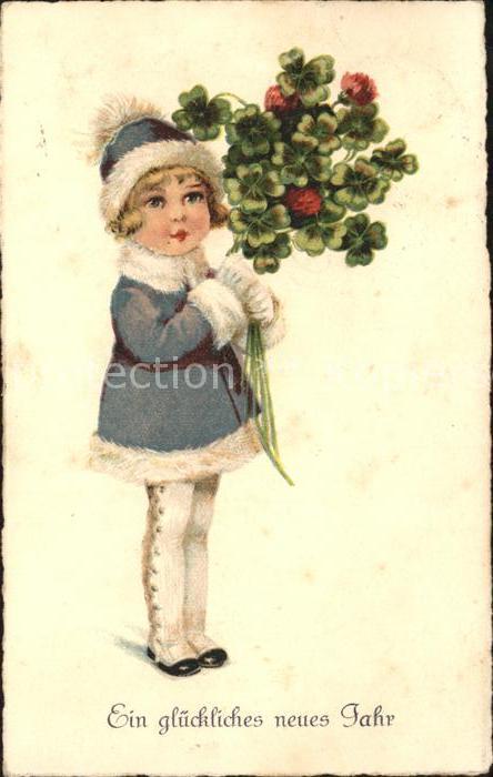 Kinder Child Enfants Maedchen Kleeblaetter Neujahr