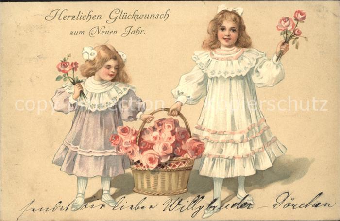 Kinder Child Enfants Mädchen Neujahr Rosen