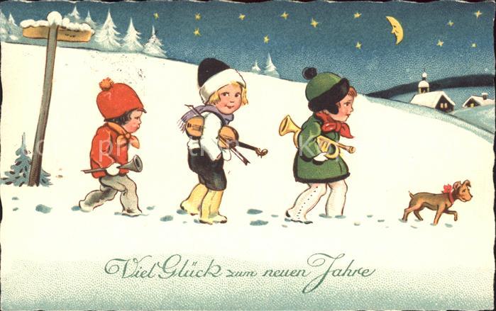 Kinder Child Enfants Hund Geige Trompete Klarinette Neujahr