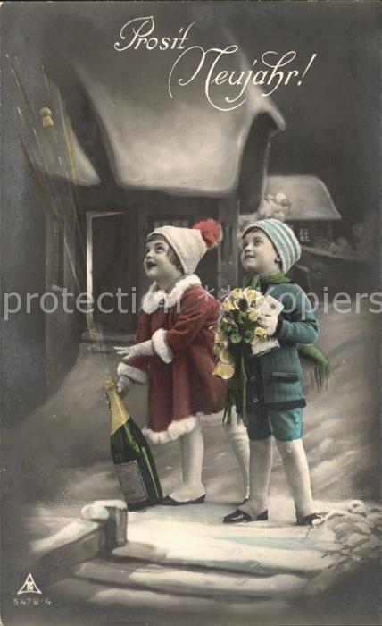 Kinder Child Enfants Neujahr Sekt Korken Blumen Foto-PH-Nr.