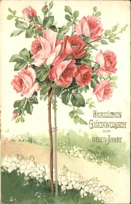 Rosen Maiglöckchen Neujahr Litho