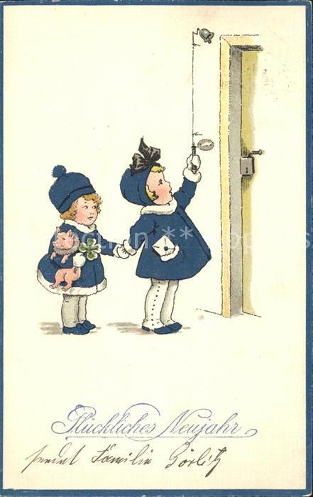 Kinder Child Enfants Neujahr Schwein Kleeblatt