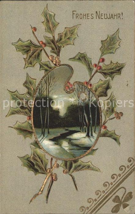 Neujahr Stechpalmen Kleeblatt