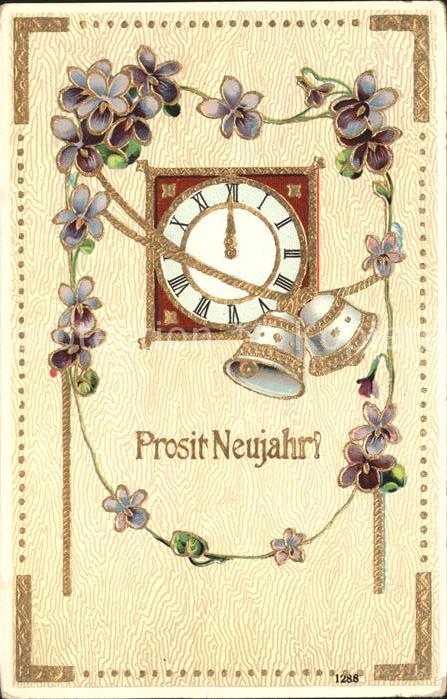 Uhren Glocken Veilchen Neujahr