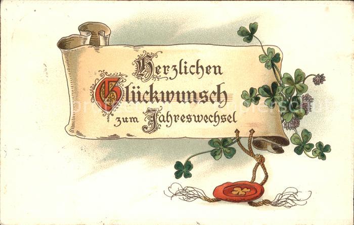 Neujahr Kleeblätter Siegel Litho