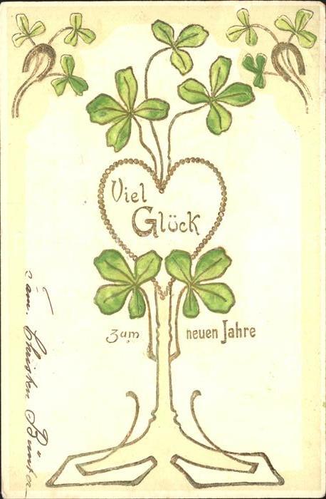 Neujahr Kleeblätter Hufeisen Herz