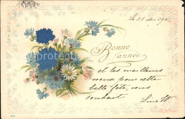 Neujahr Kornblumen Margeriten Stoffapplikatione