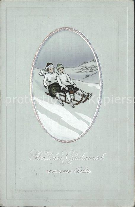 Schlitten Schnee Neujahr Kinder