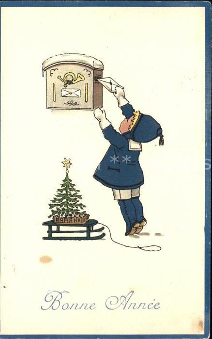 Briefkasten Kind Brief Schlitten Tannenbaum Neujahr