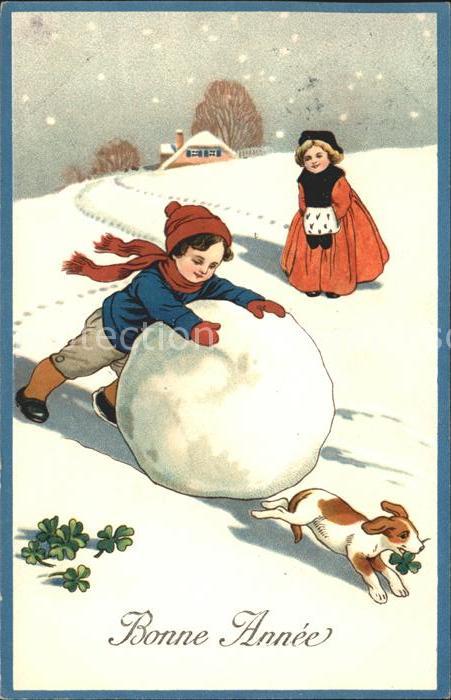 Kinder Child Enfants Hund Muff Schneeball Kleeblätter Neujah