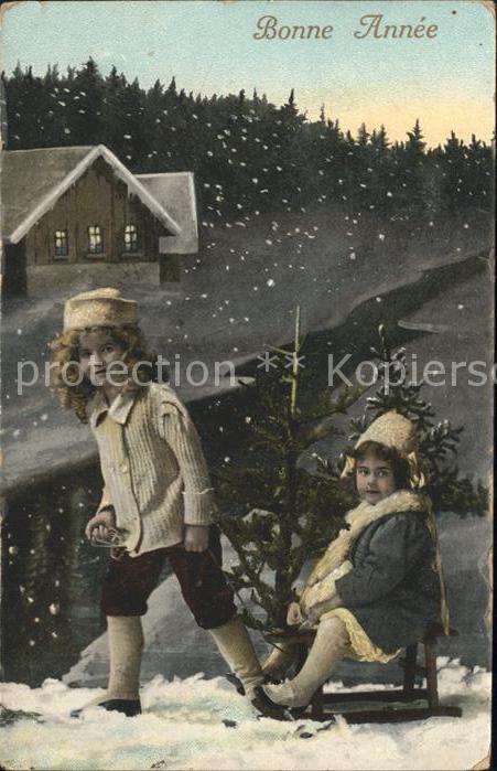 Schlitten Schnee Kinder Neujahr