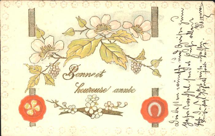 Neujahr Blumen Siegel Kleeblatt Hufeisen