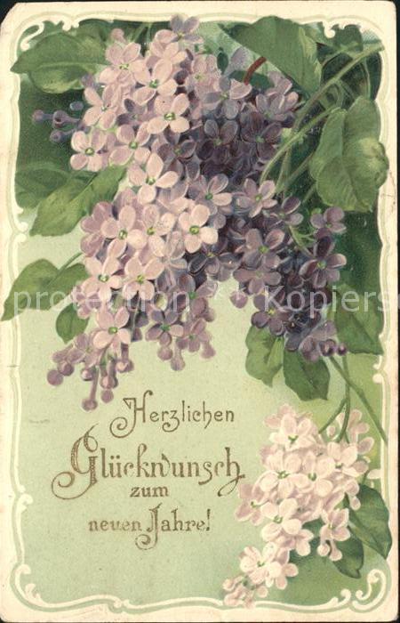 Neujahr Flieder Litho