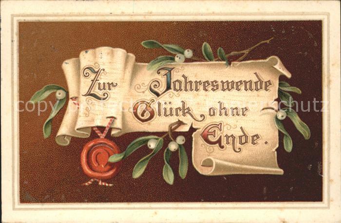 Neujahr Siegel Hufeisen Mistel Litho